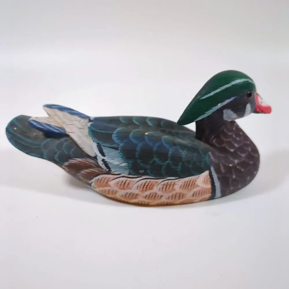 Vintage Angawa Art Studio Wood Duck Decoy Hand Carved Painted Figurine 9 Inch